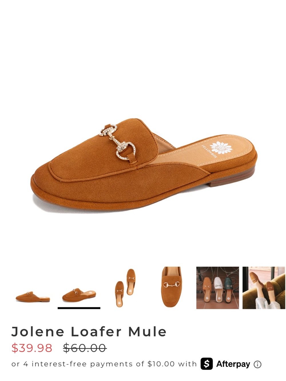 Yellow Box Jolene Loafer Mule in Cognac